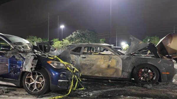 At least two cars were destroyed by the fire July 6th evening Photo Facebook User Melissa Crosby