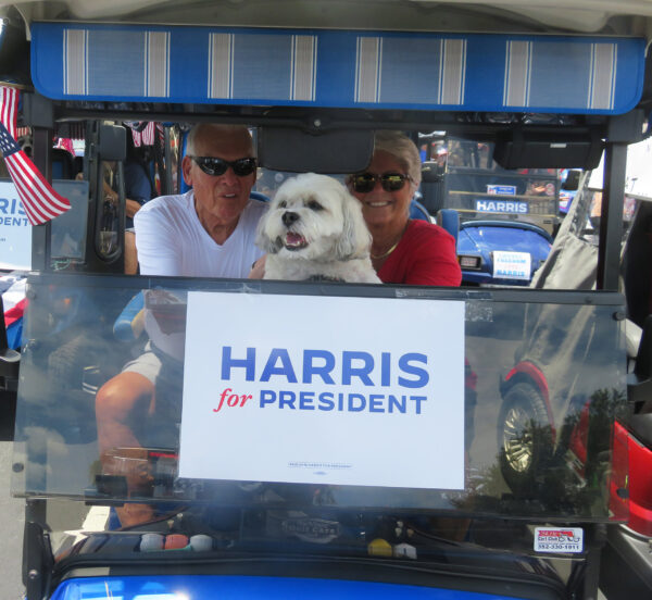 Jim Guy and Diane Ruggiero and Skipper came out to support Kamala Harris