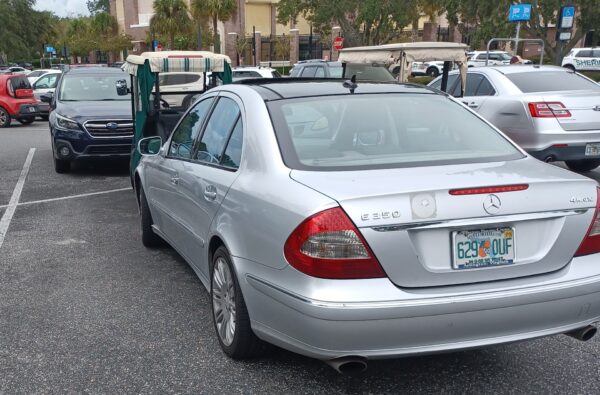 Another angle shows how the Mercedes parked in behind the golf cart