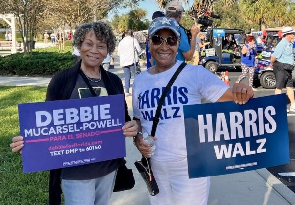 Cassie Harris on the left and ElsaConnor were excited to cast their votes for the Harris-Walz ticket as well as for Debbie Mucarsel Powell