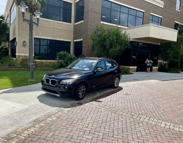 This BMW found some prime parking at Florida Cancer Center