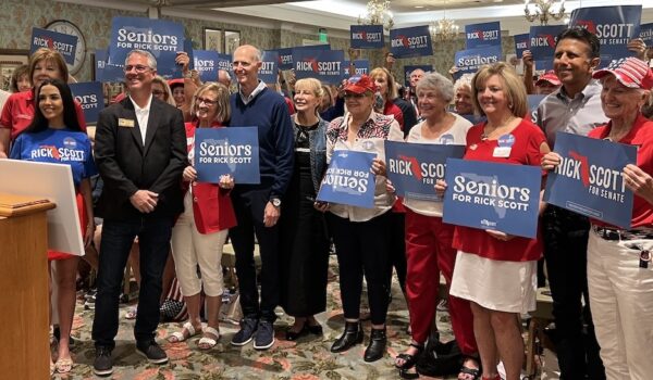 U.S. Sen. Rick Scott met with supporters Saturday morning at Colony Cottage Recreation Center