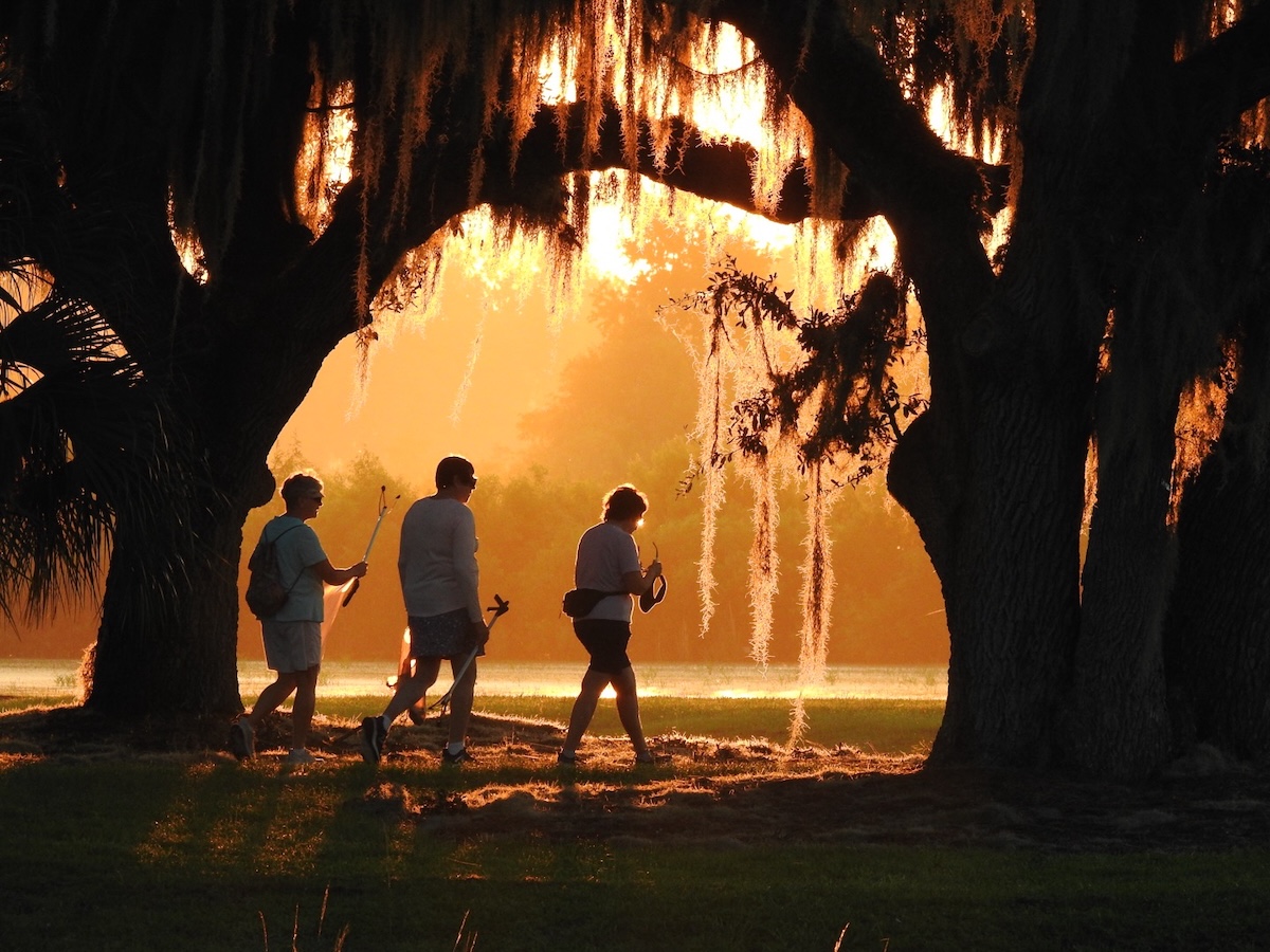 Sunrise silhouette on Hogeye Pathway in The Villages