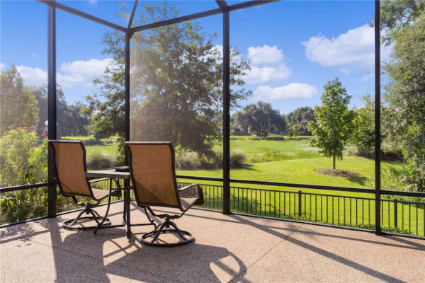 The lanai offers a tranquil view