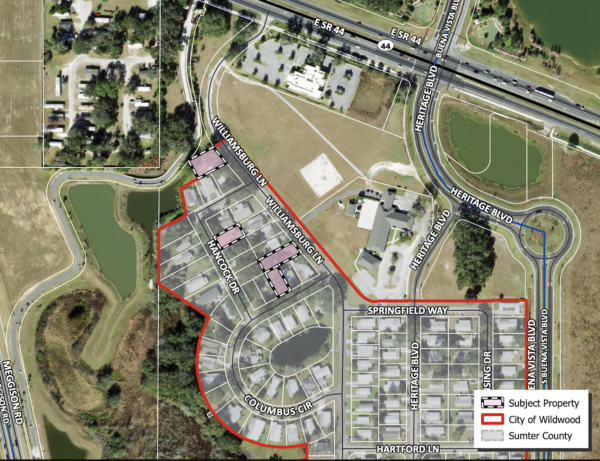 This map shows the four lots to be annexed at the Hearty Host Lake Resort in Wildwood