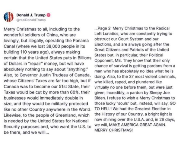 Trump Christmas Message