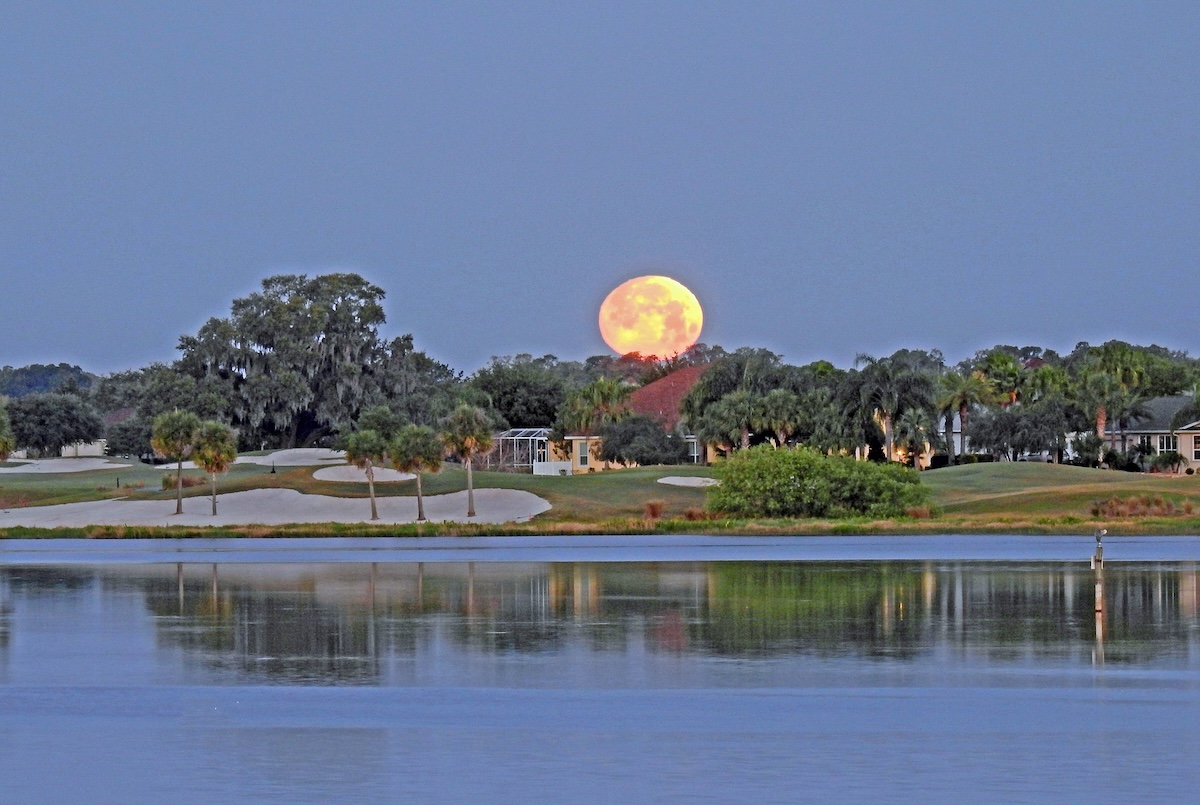 Full moon setting over Lake Sumter