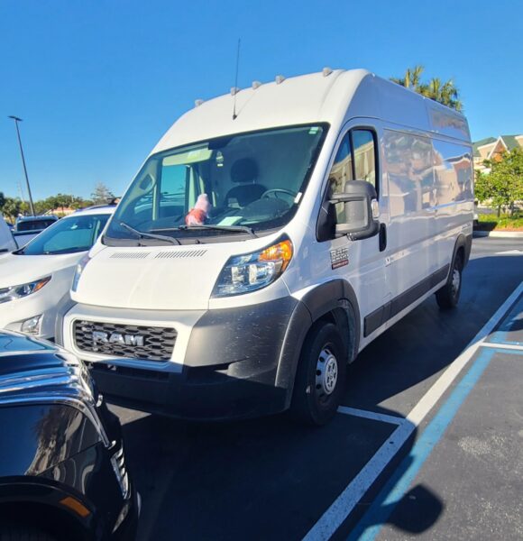 This large camper style van was over the line at Magnolia Plaza